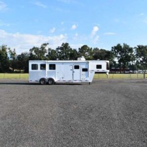 2015 Exiss 7308LQ 3 Horse Trailer with 8′ Short Wall